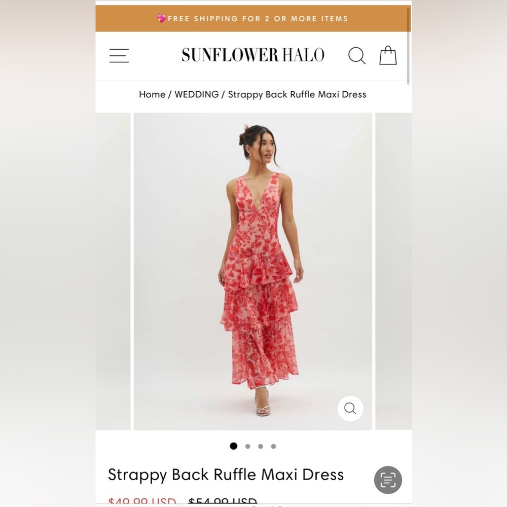 Sunflower halo strappy back dress size M